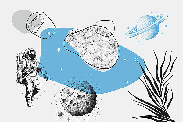 Rysunek astronauty biegnącego w przestrzeni kosmicznej Rysunek astronauty biegnącego w przestrzeni kosmicznej