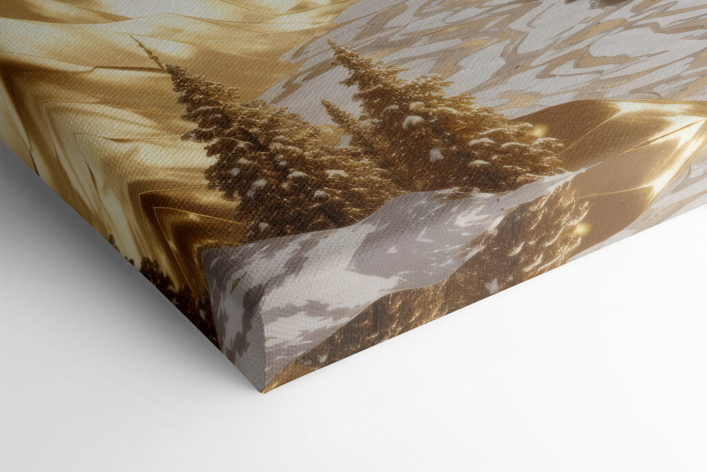 Snowy mountain range with trees