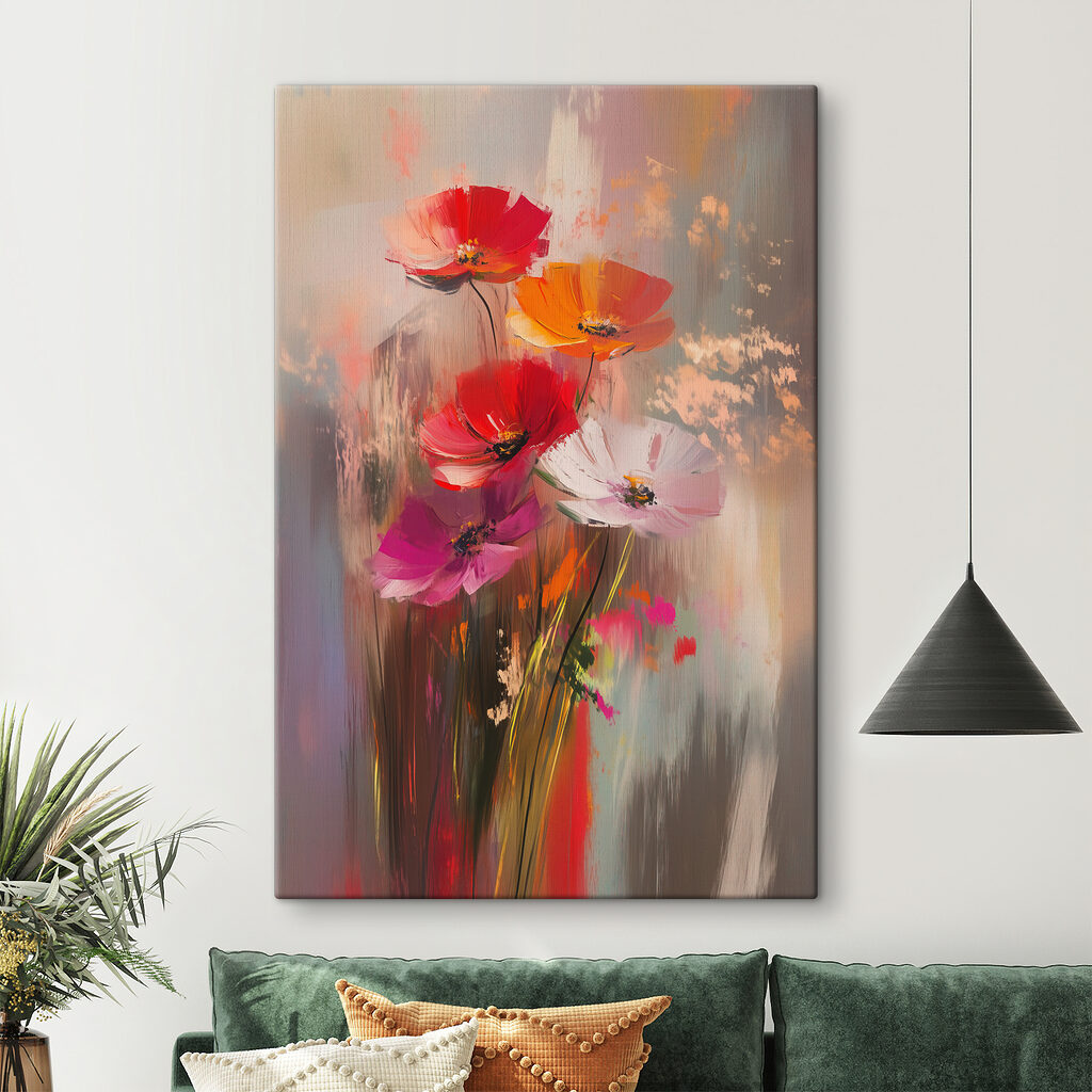 Painting of flowers on a glass surface