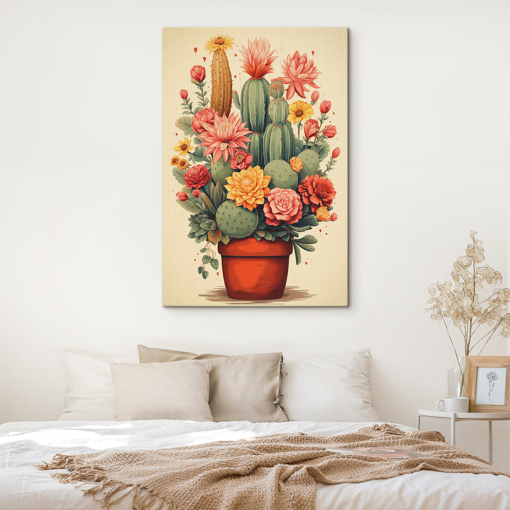 Cactus and flowers in a pot Cactus and flowers in a pot