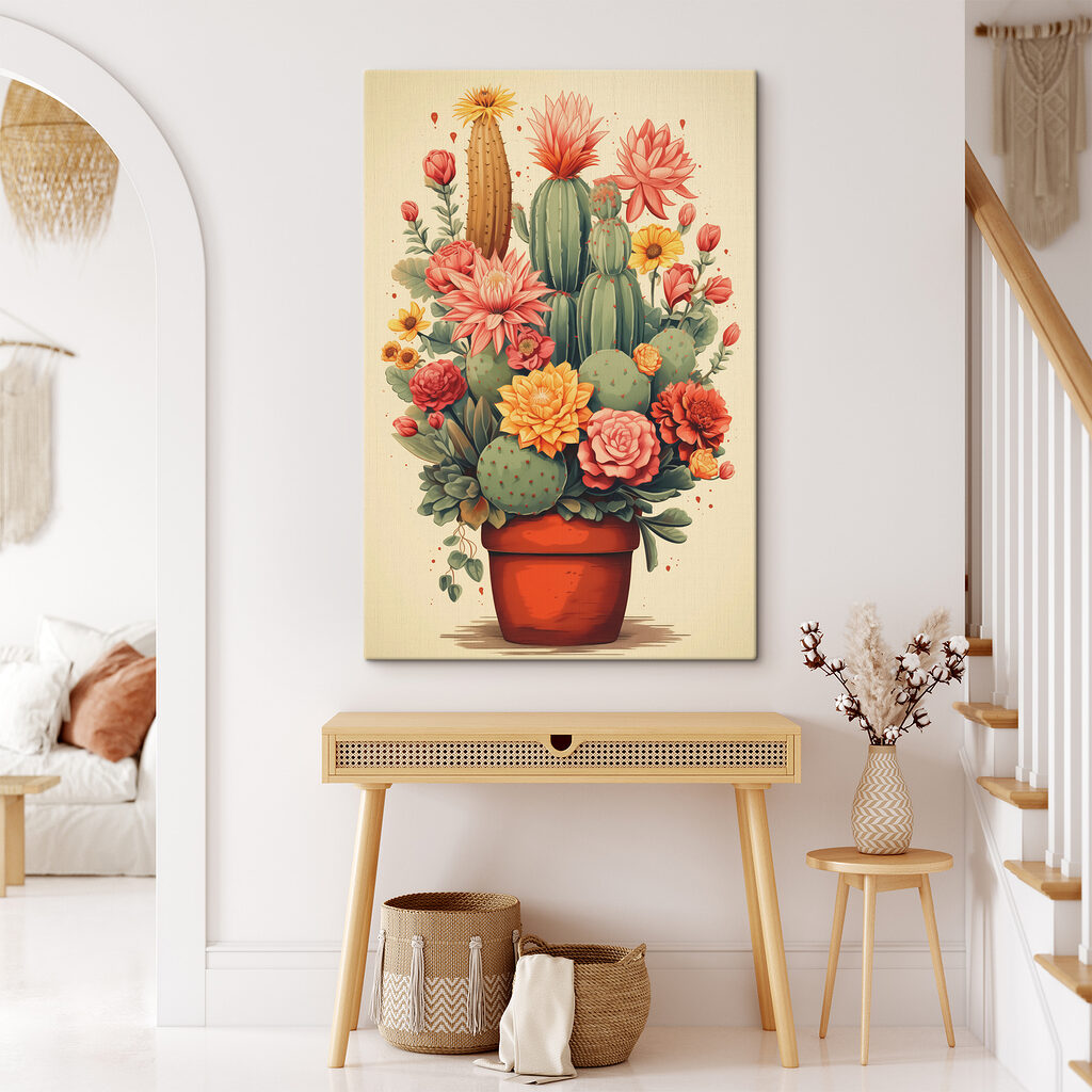 Cactus and flowers in a pot Cactus and flowers in a pot