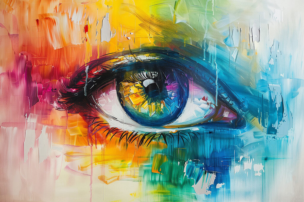 Colorful painting of an eye
