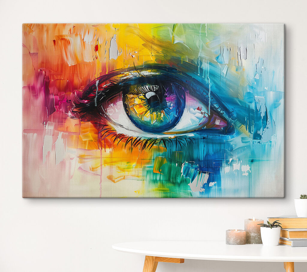 Colorful painting of an eye