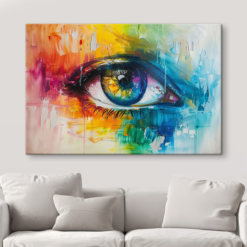 Colorful painting of an eye