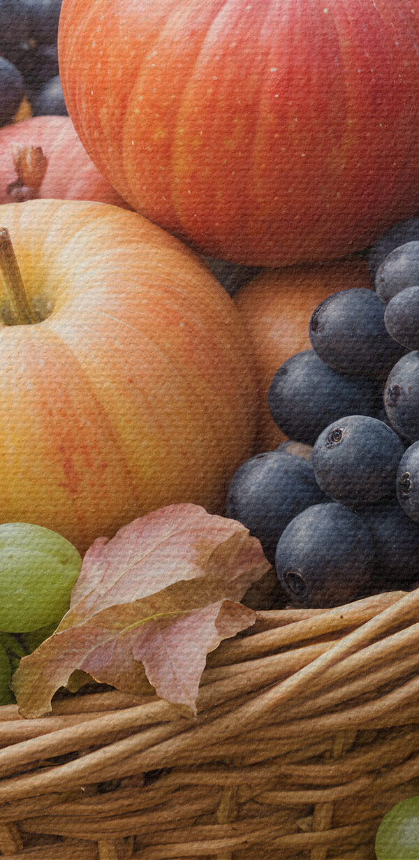 Kosz owoców z liśćmi Kosz owoców z liśćmi