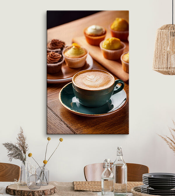 Cup of coffee and cupcakes on a table Cup of coffee and cupcakes on a table