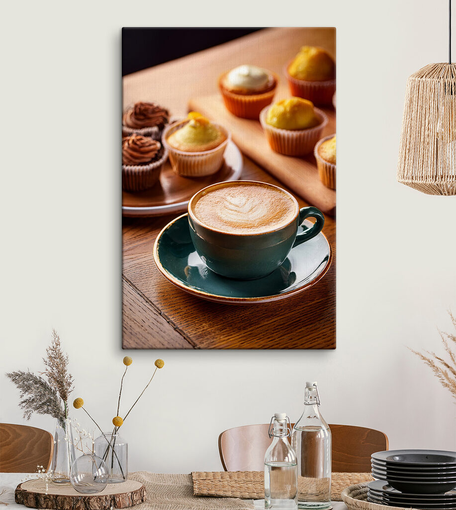 Cup of coffee and cupcakes on a table Cup of coffee and cupcakes on a table