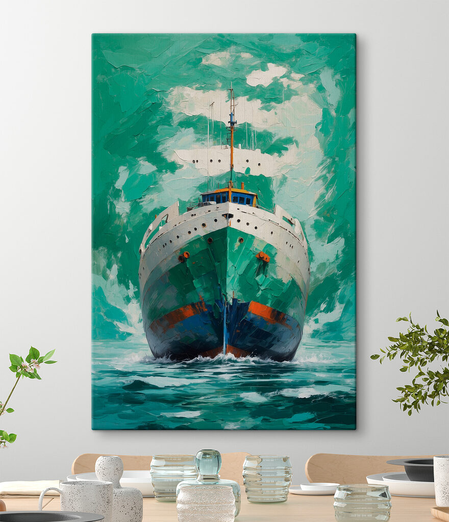 Painting of a ship in the water Painting of a ship in the water