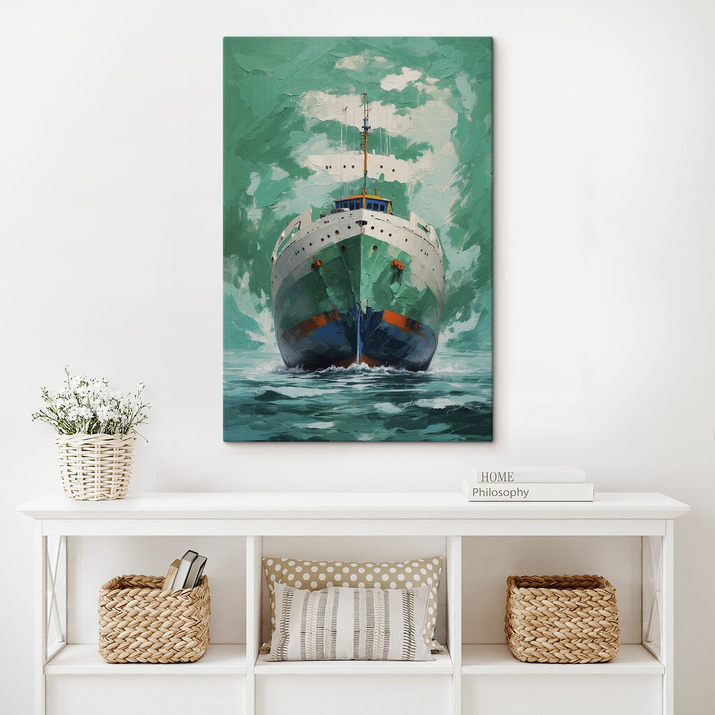Painting of a ship in the water Painting of a ship in the water