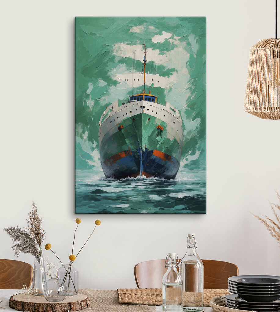 Painting of a ship in the water Painting of a ship in the water