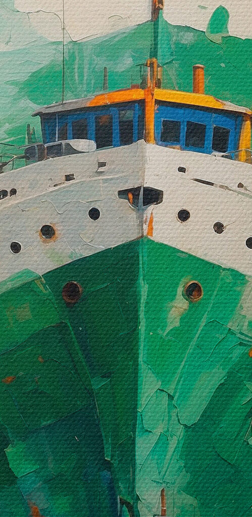 Painting of a ship in the water Painting of a ship in the water