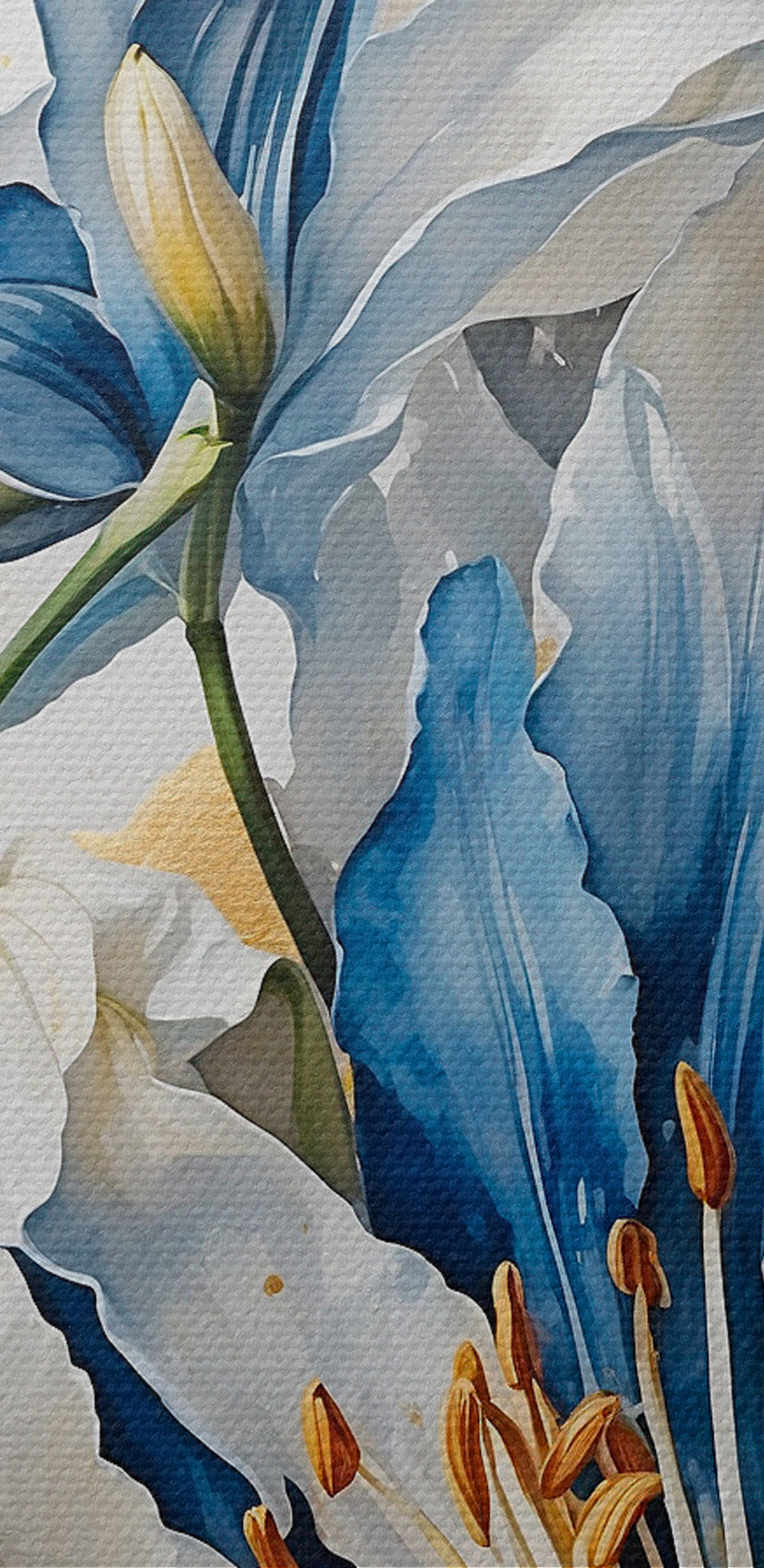 Painting of a white and blue flower Painting of a white and blue flower