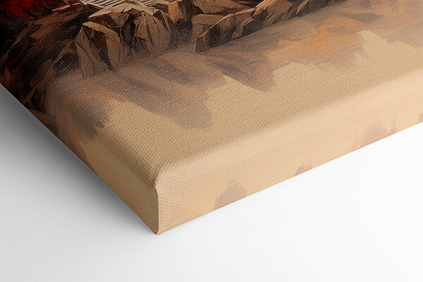 Painting of a temple in the mountains