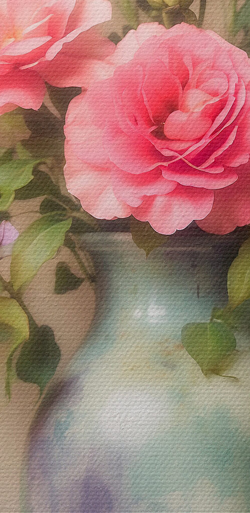 Vase with flowers on a shelf