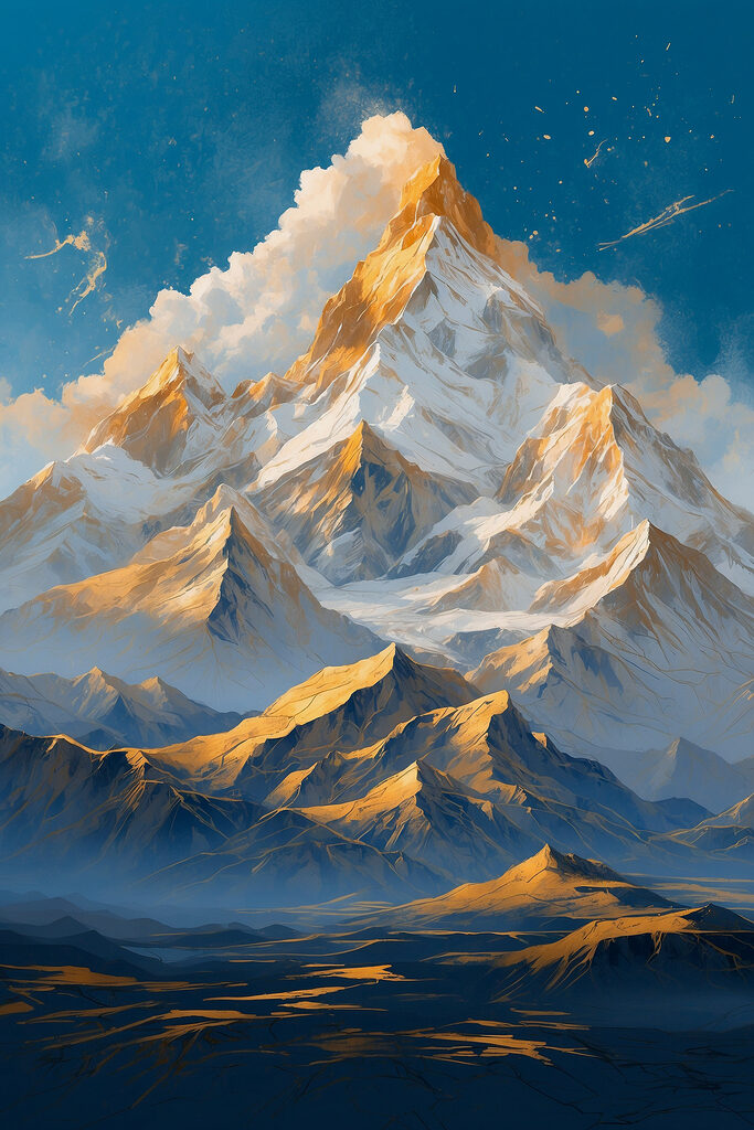 Mountain range with snow and clouds Mountain range with snow and clouds