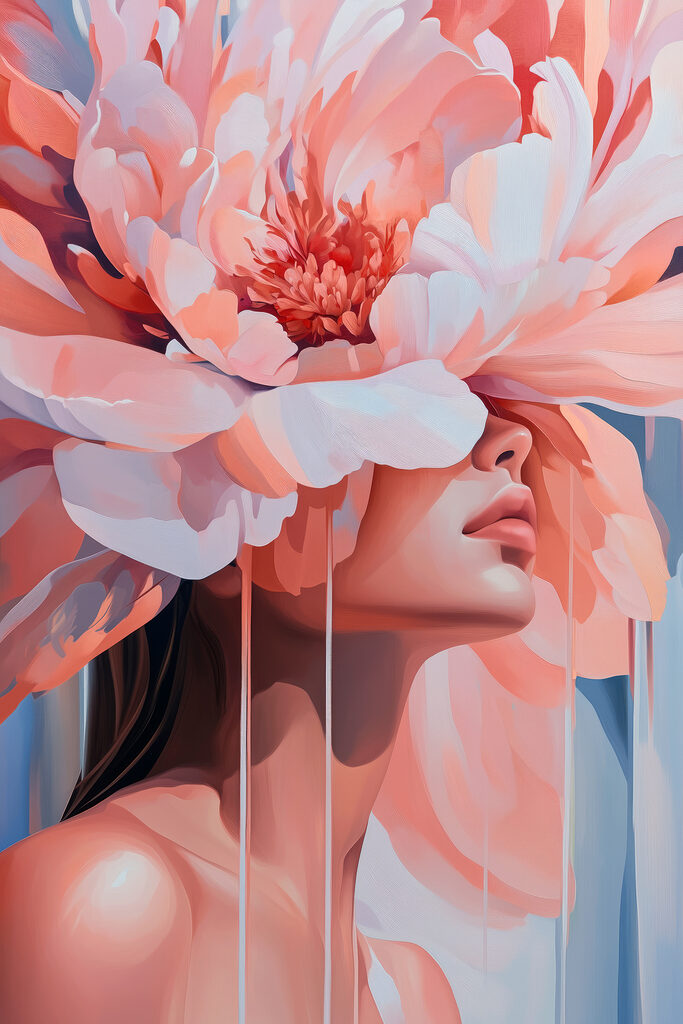 Woman with flowers on her head Woman with flowers on her head