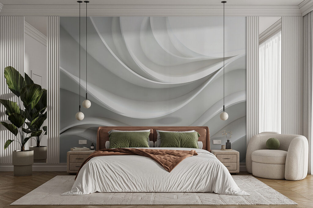 White wall with curved lines White wall with curved lines