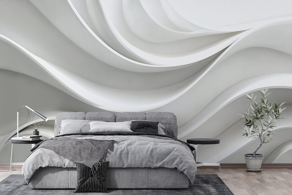 White wall with curved lines White wall with curved lines