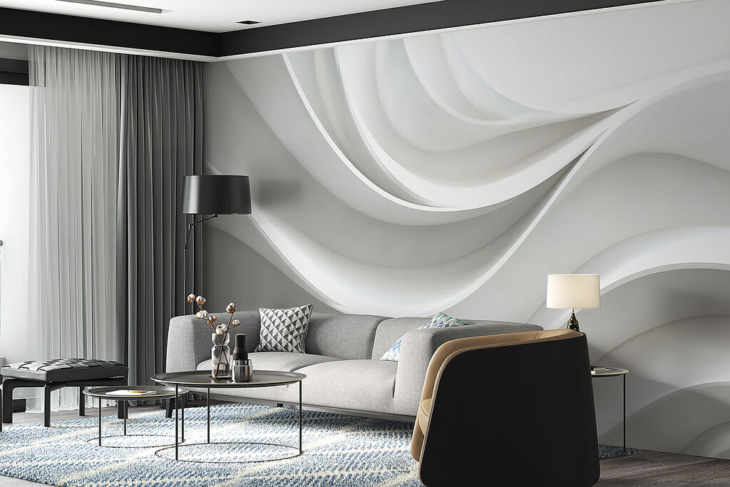 White wall with curved lines White wall with curved lines