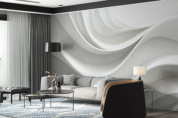White wall with curved lines White wall with curved lines