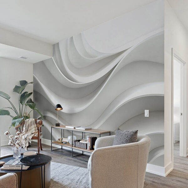 White wall with curved lines White wall with curved lines
