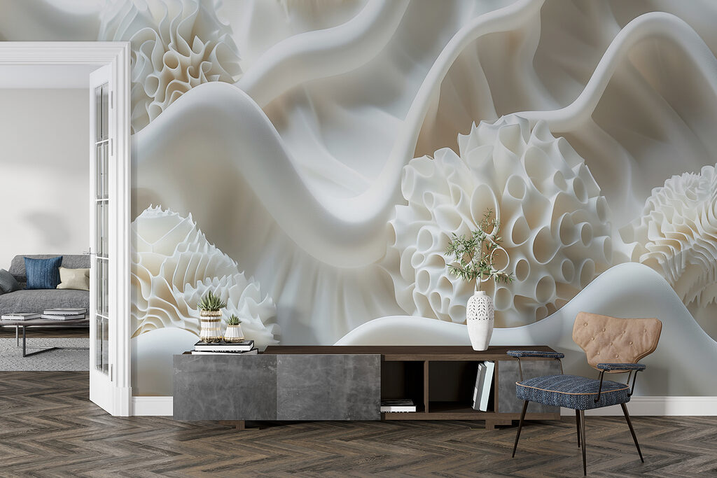 White fabric with white balls