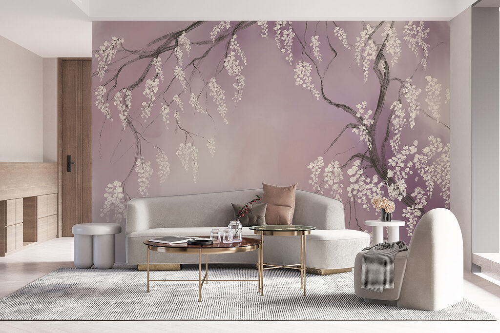 Tree branch with white flowers