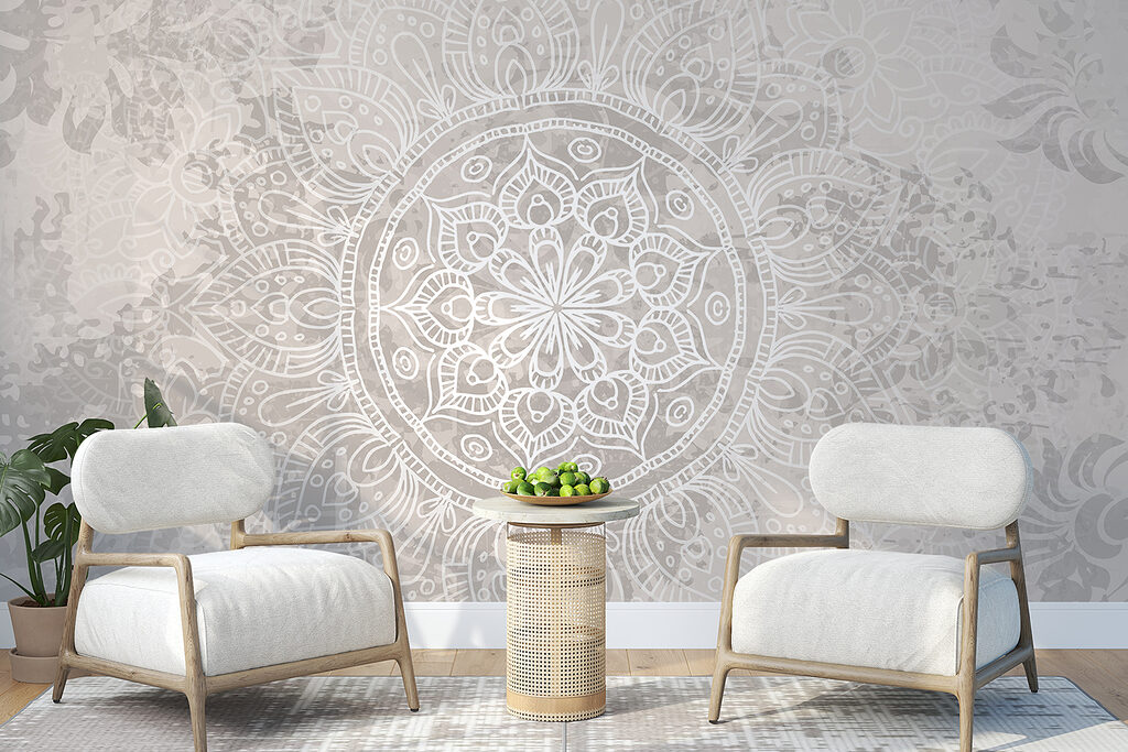 White and gray mandala