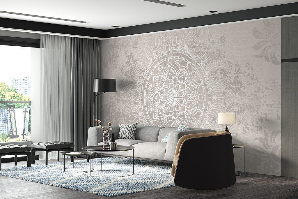 White and gray mandala