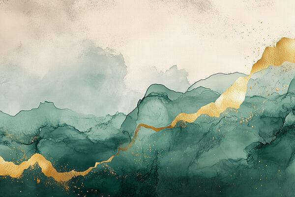 Emerald hills under a shimmering sky