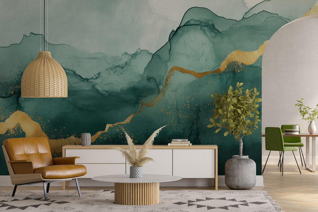 Emerald hills under a shimmering sky