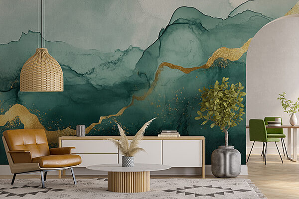 Emerald hills under a shimmering sky