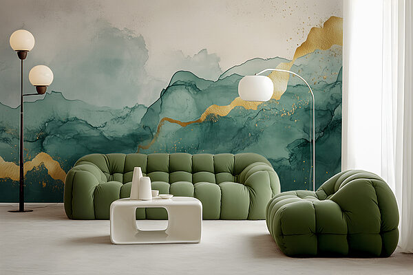 Emerald hills under a shimmering sky