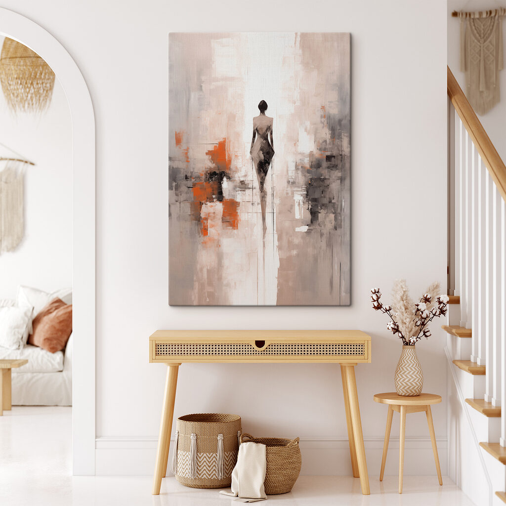 Painting of a woman standing in a room