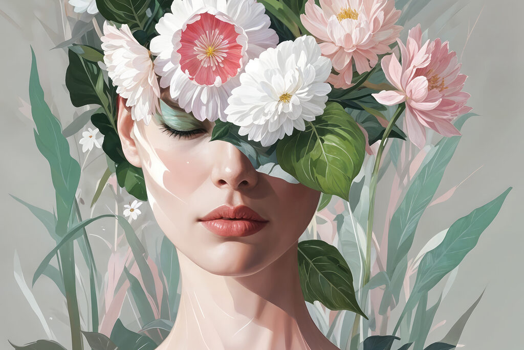 Woman with flowers on her head Woman with flowers on her head