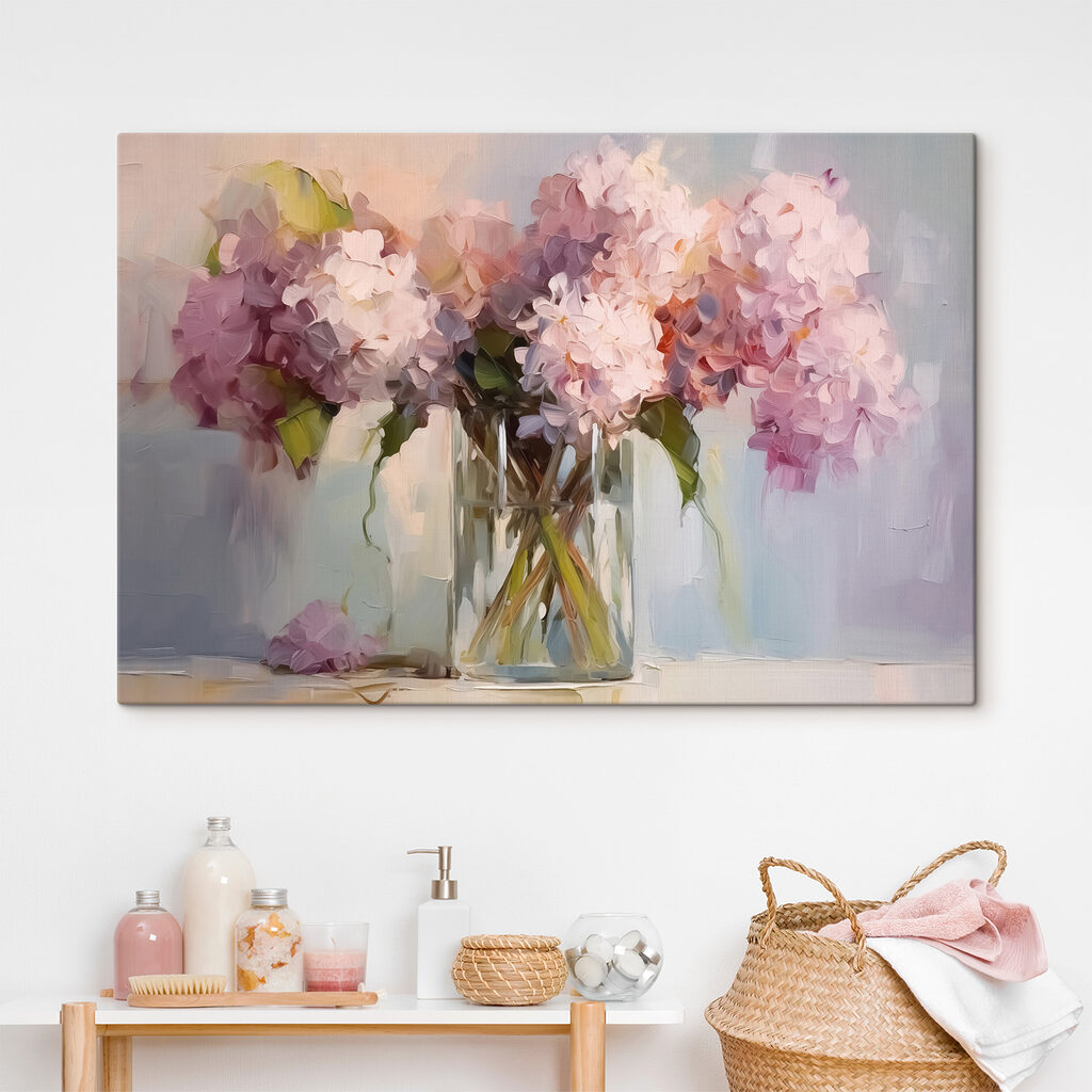 Painting of flowers in a glass vase Painting of flowers in a glass vase