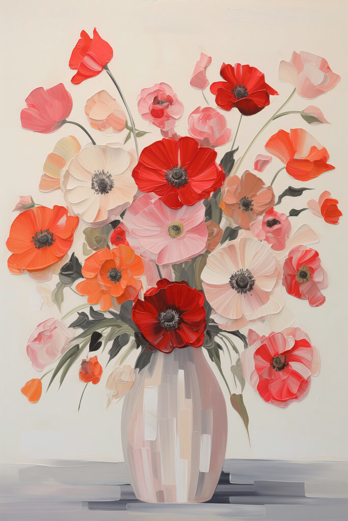 Painting of flowers in a vase Painting of flowers in a vase