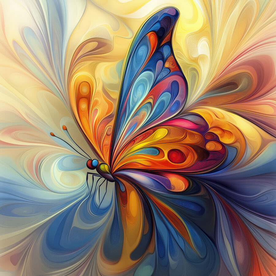 Colorful butterfly with a swirly pattern Colorful butterfly with a swirly pattern