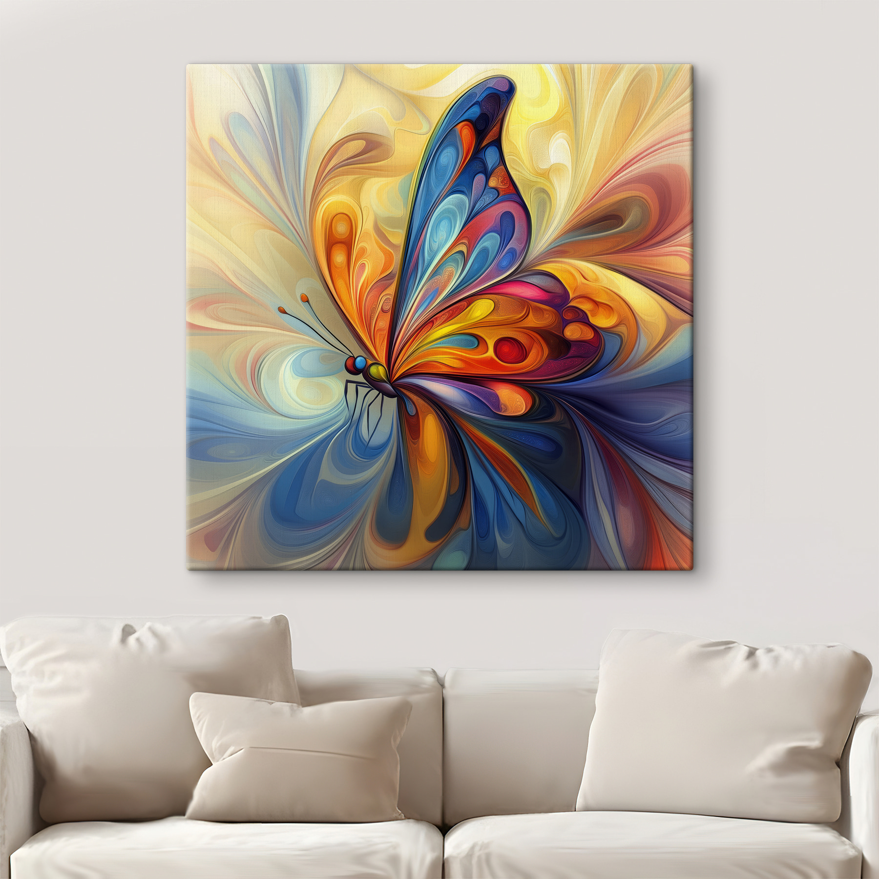 Colorful butterfly with a swirly pattern