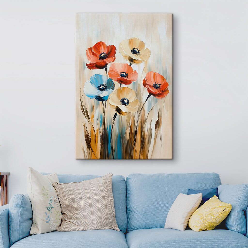 Painting of flowers on a canvas