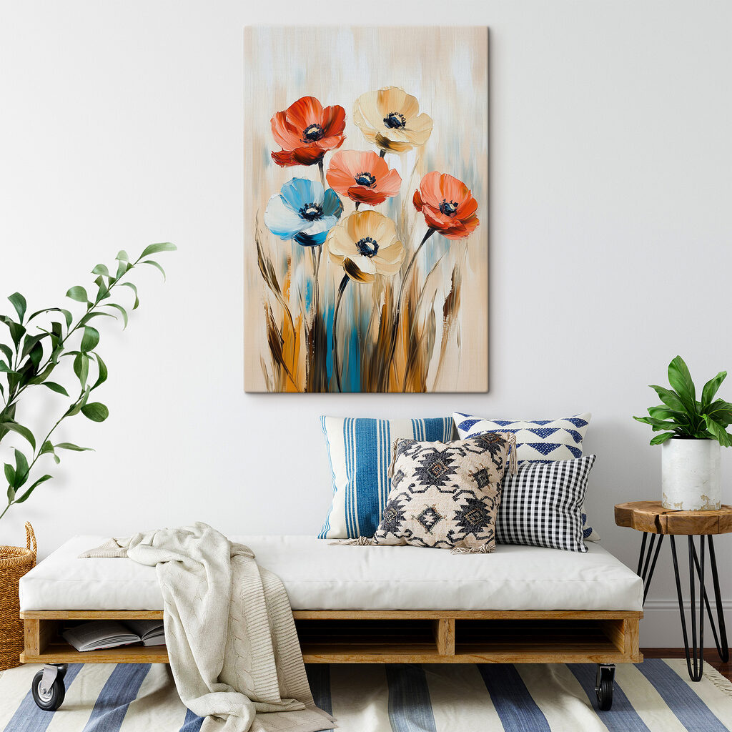 Painting of flowers on a canvas