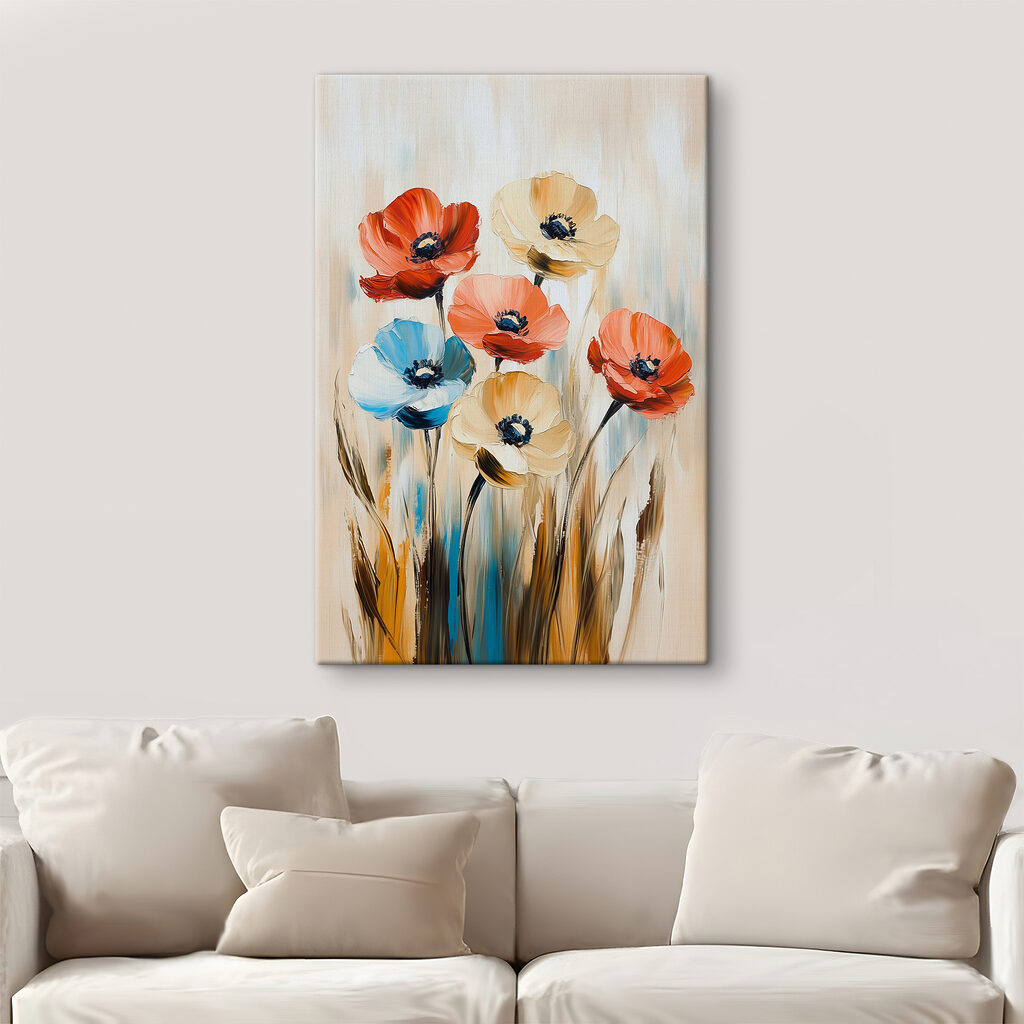 Painting of flowers on a canvas