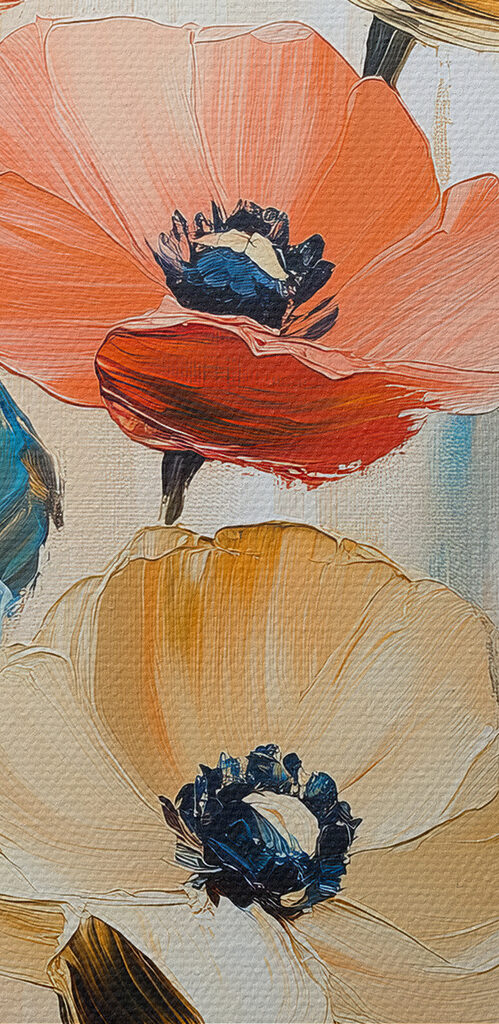 Painting of flowers on a canvas