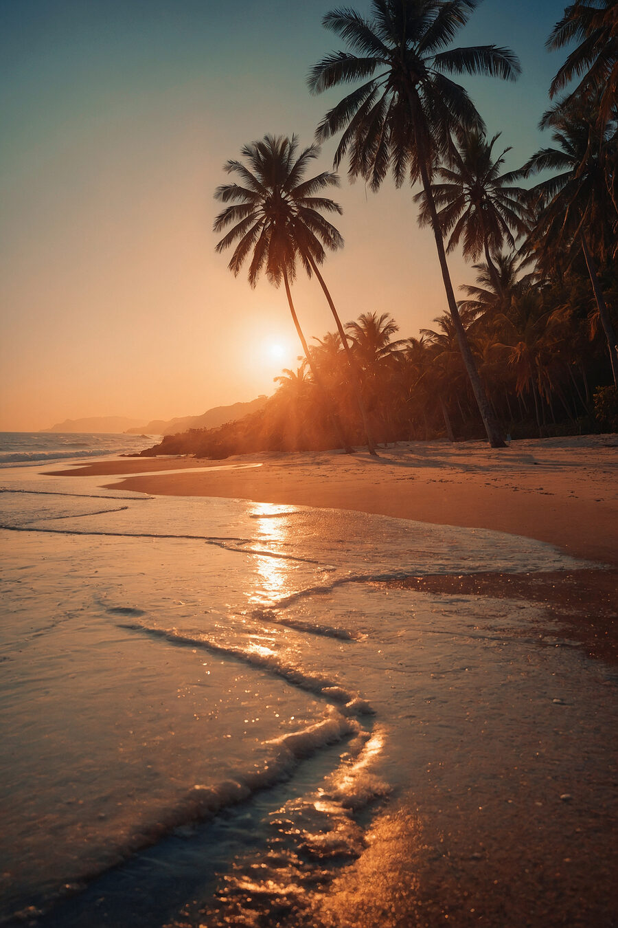 Plaża z palmami i wodą