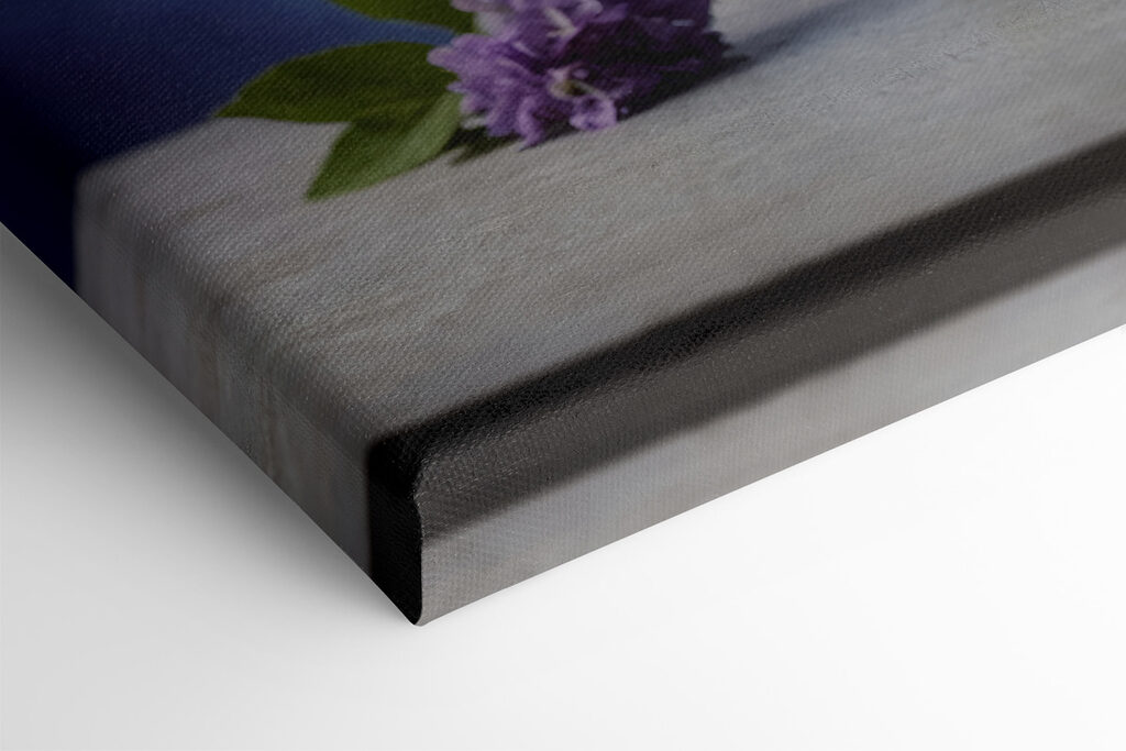 Vase with purple flowers