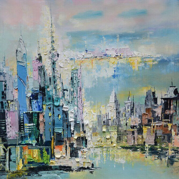 Painting of a city Painting of a city