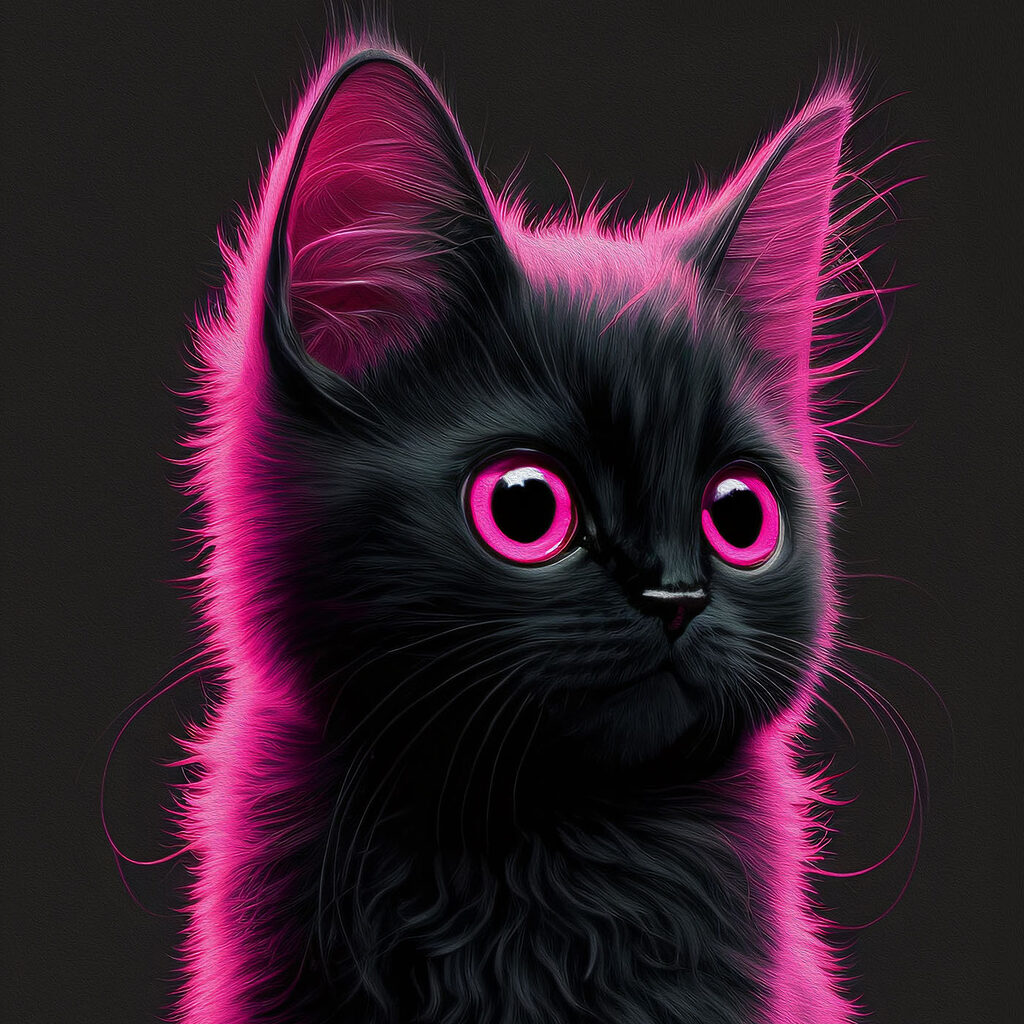 Black cat with pink hair