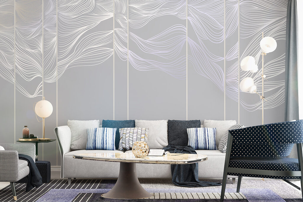 White and purple line art