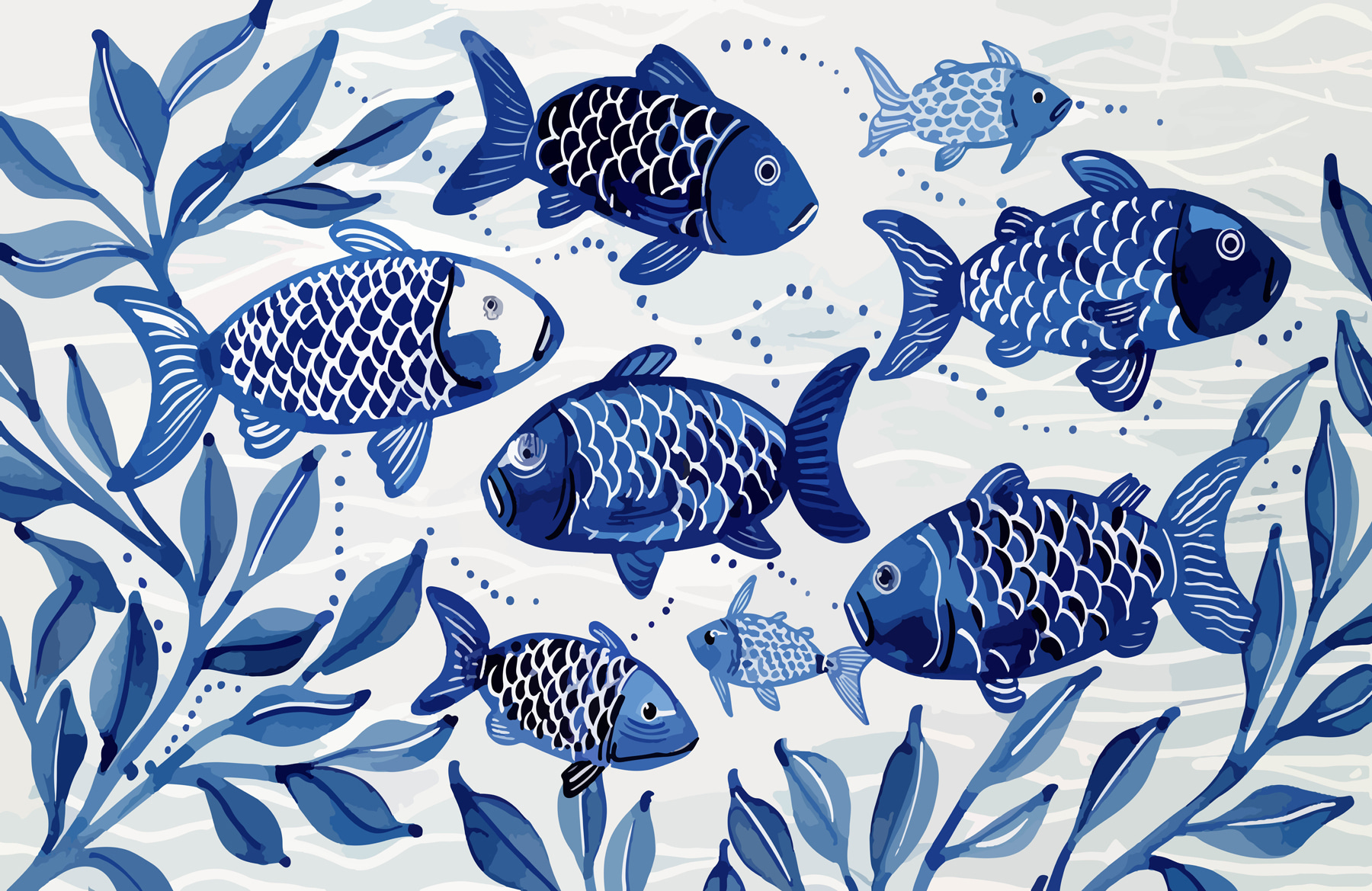 Group of blue fish swimming in water Group of blue fish swimming in water