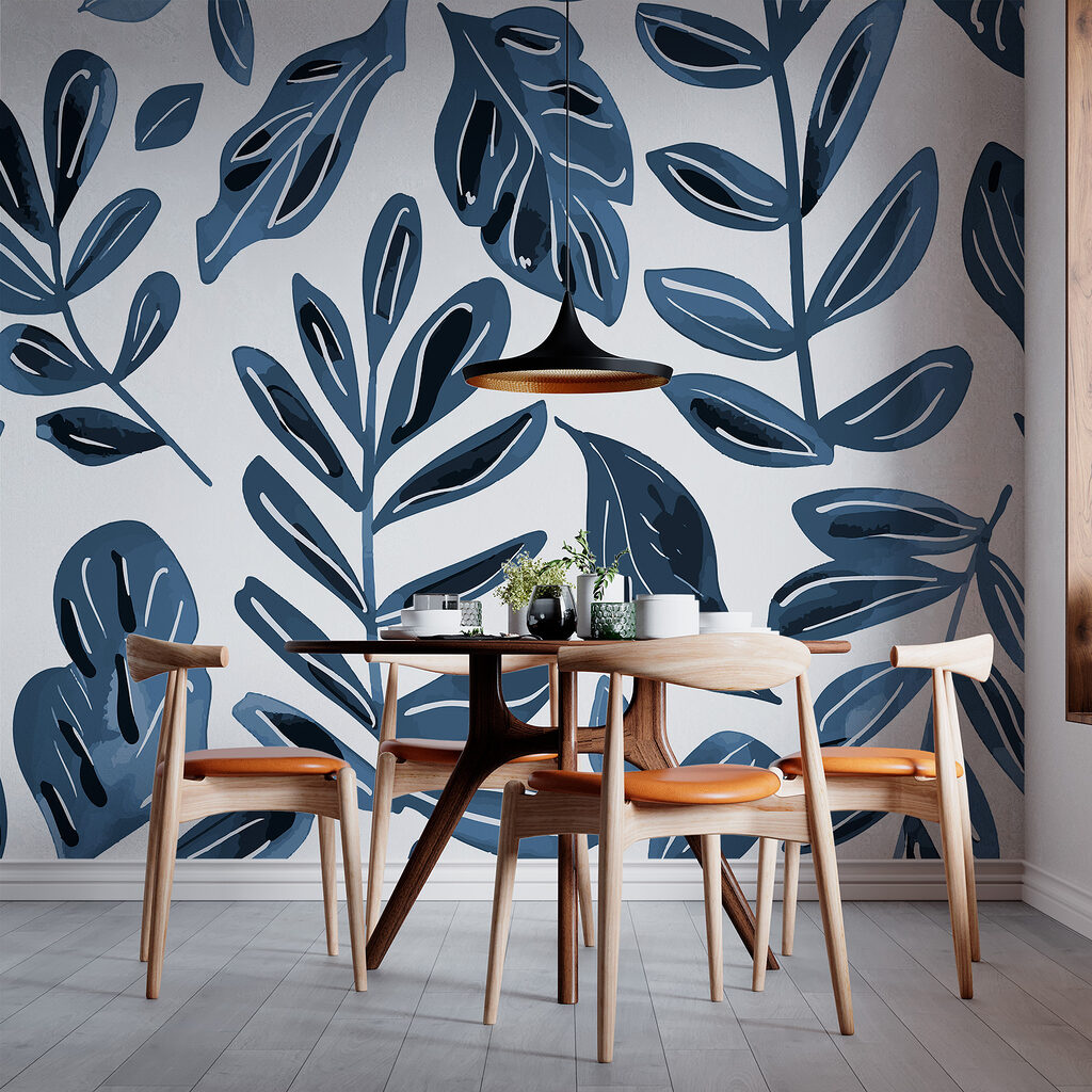 Pattern of blue leaves